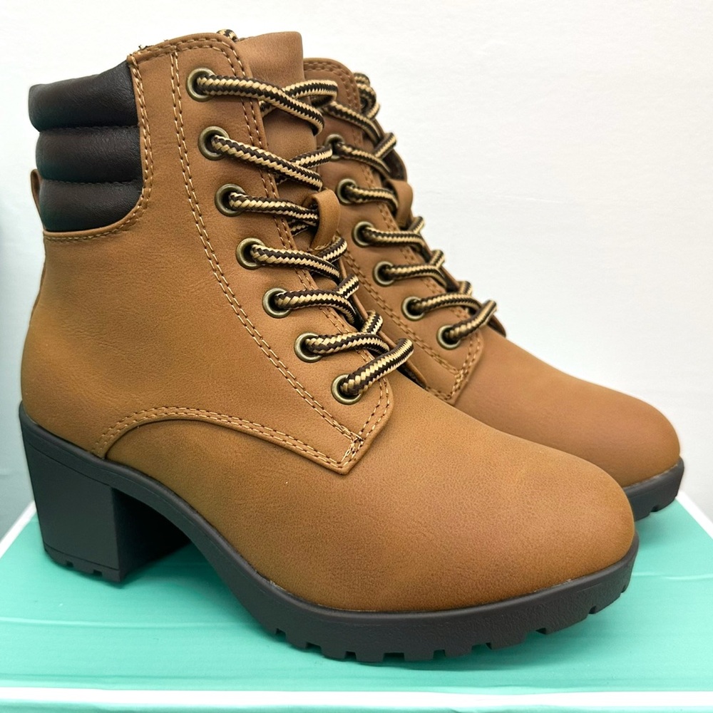 GIRLS Tan Faux Leather Ankle Boots